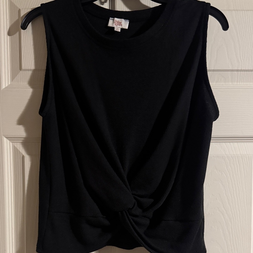 Black Sleeveless Twist Knot Top medium